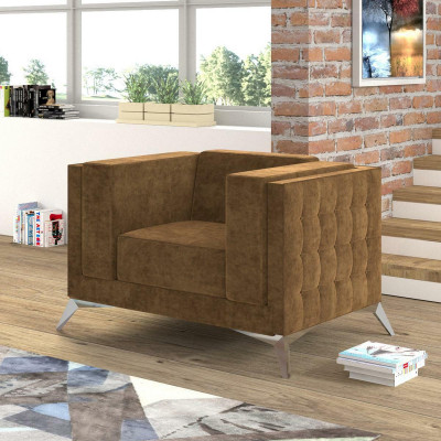 Sillón Chesterfield, sofá para televisión de una plaza, sofá de tela acolchado.