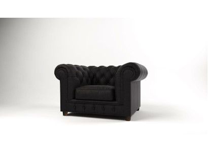 Elegante sillón Chesterfield de diseño tapizado en tela para sala de estar, lounge, club.
