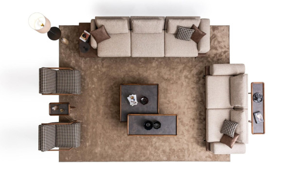 Gran conjunto de asientos acolchados de cinco plazas, tres plazas y sillón, juego de muebles de sala de estar.