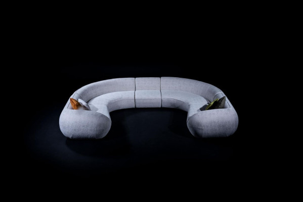Salón medio redondo Sofá en forma de U Muebles de diseñador Textiles Sofás de esquina con estilo
