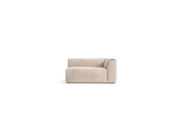 Sofá esquinero en forma de L de color beige para sala de estar, diseño de tela moderno.