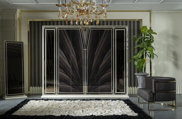 Armario blanco de lujo púrpura Armario Dormitorio Muebles de madera Armarios