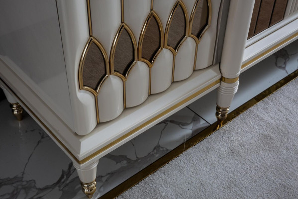 Comedor conjunto Blanco Aparador Espejo Moderno Diseño de Lujo Elegante Nuevo 2 piezas.