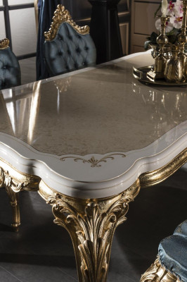 Mesa de comedor de lujo moderna Mesa elegante Mesa clásica de comedor Muebles Dorados
