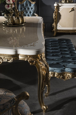 Mesa de comedor de lujo moderna Mesa elegante Mesa clásica de comedor Muebles Dorados