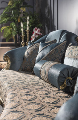 Sofá de 3 plazas Azul Sofá tapizado Sala de estar Diseño elegante Clásico Lujo Nuevo