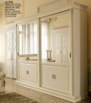 Noble armario de diseño de lujo con puertas correderas, armarios de dormitorio de madera maciza nuevos.