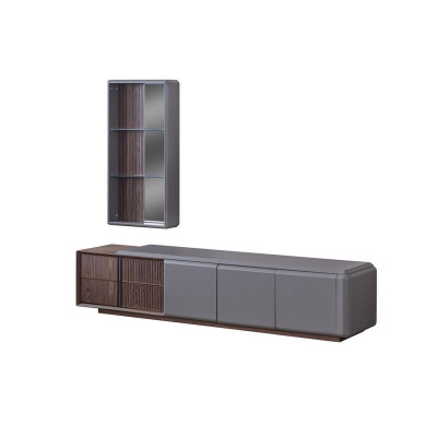 Conjunto de sala de estar de diseñador con armario de TV y estante de pared exclusivo, estante de 2 piezas.