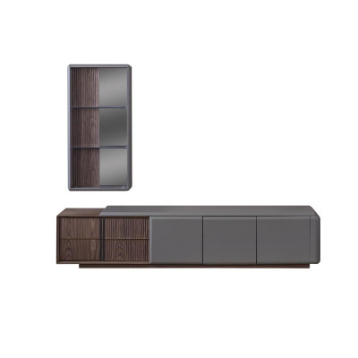 Conjunto de sala de estar de diseñador con armario de TV y estante de pared exclusivo, estante de 2 piezas.