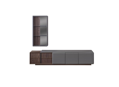 Conjunto de sala de estar de diseñador con armario de TV y estante de pared exclusivo, estante de 2 piezas.