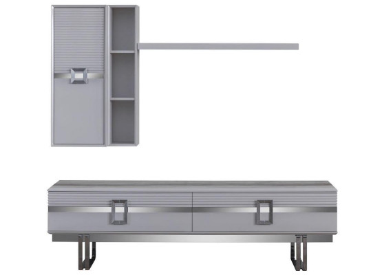 Mueble de salón moderno compuesto por 4 piezas en blanco exclusivo.