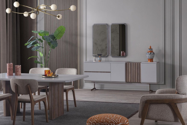 Juego de comedor Grupo de comedor moderno de 8 piezas. Muebles para comedor