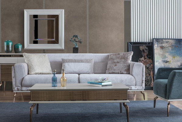 Juego de sala conjunto grupo mobiliario sofá sillones mesa de centro de 3 piezas.