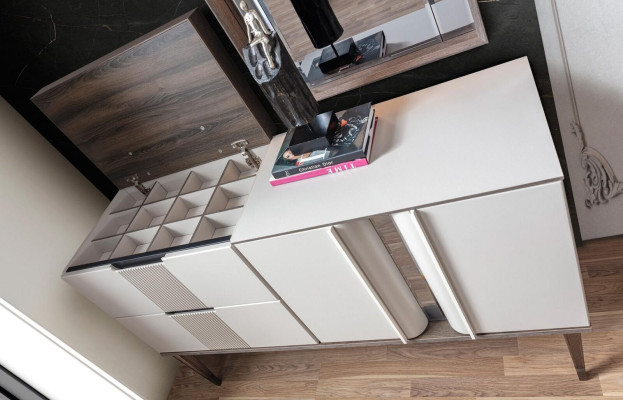 Diseño tocador con espejo Muebles de lujo para dormitorio 2 piezas Estilo