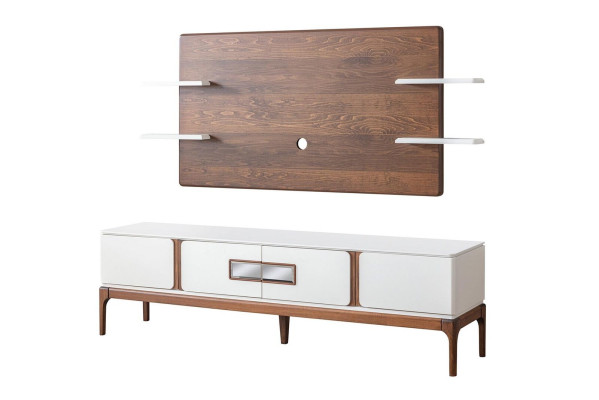 Estilo de conjunto de sala de estar, composición de 2 piezas. Cómoda, panel de pared para TV, muros de sala de estar.