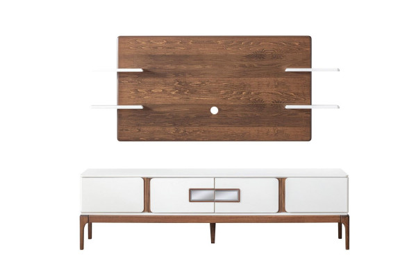 Estilo de conjunto de sala de estar, composición de 2 piezas. Cómoda, panel de pared para TV, muros de sala de estar.