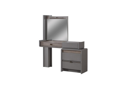 Moderno tocador de lujo en dormitorio, mesa consola, nuevo gris.
