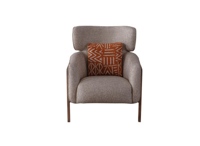 Sillón moderno beige de sala de estar, de tela, de diseño de lujo, muebles lounge club.