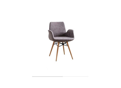 Silla de comedor Silla de cocina Grupo de sillas con reposabrazos 4 piezas Gris Tela
