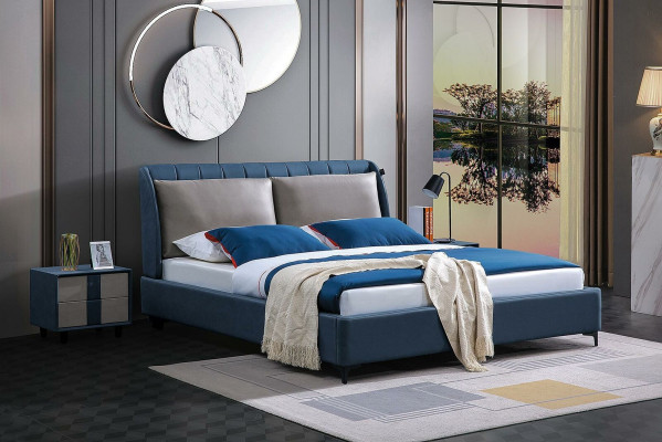 Juego de dormitorio de 3 piezas con diseño moderno de lujo. ¡Mesita de noche y camas!