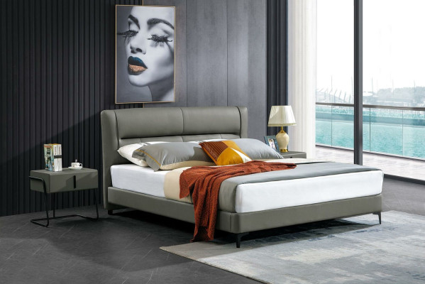 Cama de cuero Conjunto completo de dormitorio Cama Mesitas de noche Conjunto de 3 piezas Hotel