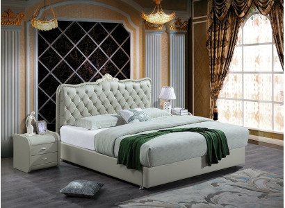 Cama de cuero Dormitorio Juego completo de cama de 3 piezas. Sets de hotel con mesitas de noche.
