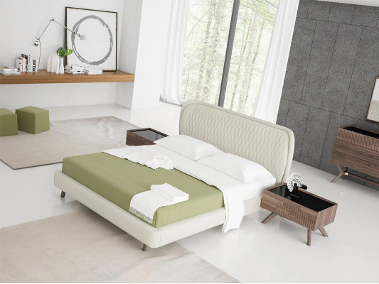 Conjunto de dormitorio de lujo de 5 piezas con cama doble, 2 mesitas de noche y cómoda de lujo con espejo.