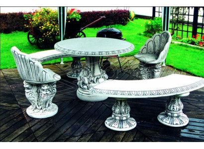 Estilo antiguo sillón de piedra banco silla jardín terraza diseño noble trono.