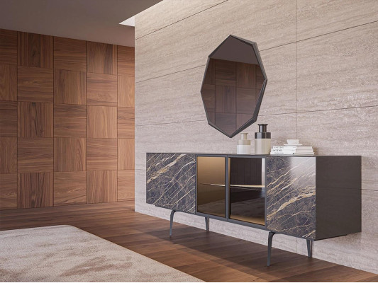 Aparador con espejo Lujo Conjunto completo de comedor moderno muebles