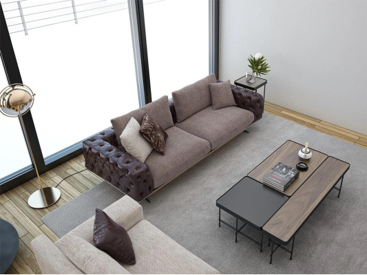 Conjunto de sala de estar de 2 piezas moderno, 2 sofás de tres plazas, muebles tapizados de lujo.