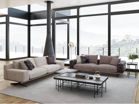 Conjunto de sala de estar de 2 piezas moderno, 2 sofás de tres plazas, muebles tapizados de lujo.