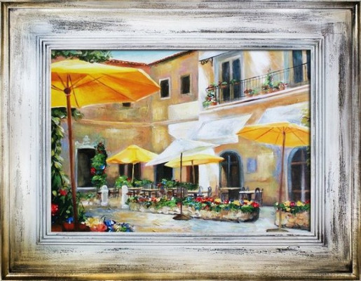 Pintura al óleo Cuadros Decoración Cuadro Pintura Pintura al óleo Jardín Hecho a mano Con marco