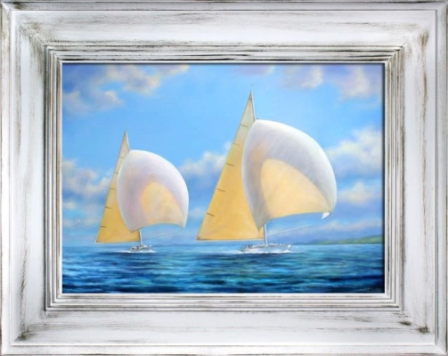 Cuadro de decoración Pintura Marco Imágenes Barcos Pintura al óleo Navegación Pinturas al óleo Pintura al óleo