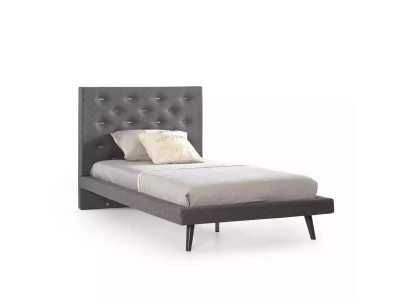 Cama de 100 cm Estructura de cama Marco de cama Cama infantil Cama juvenil Tela Gris