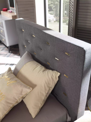 Cama de 100 cm Estructura de cama Marco de cama Cama infantil Cama juvenil Tela Gris