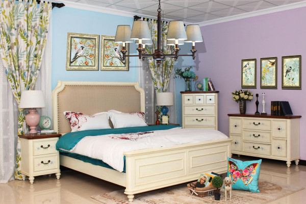 Cama de 2x mesita de noche 3 piezas conjunto de dormitorio Diseño Moderno Lujo Clásico Grupo