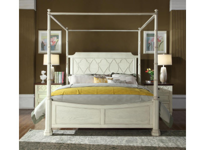 Cama 2x Mesita de noche 3 piezas Juego de dormitorio moderno Dormitorio de lujo Cama con dosel