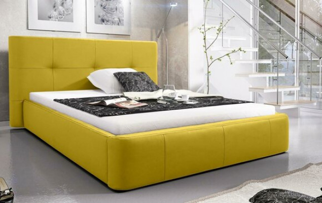 Cama Acolchada de Diseño de Lujo, Cama Doble de Hotel, Moderna Habitación de Dormir en Cuero