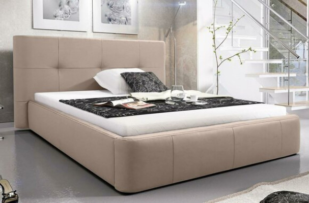 Cama Acolchada de Diseño de Lujo, Cama Doble de Hotel, Moderna Habitación de Dormir en Cuero