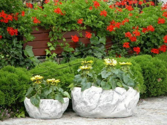 Cesta de flores, flores, jarrón, figuras, recipiente, jardín, terraza, decoración, estatua.