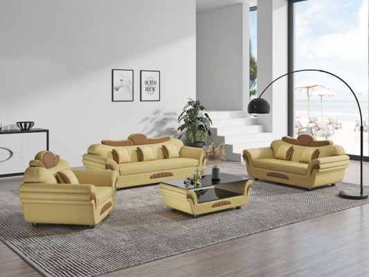 Sofá conjunto de sofá de cuero Sofá completo de 3 piezas Sofás marrones