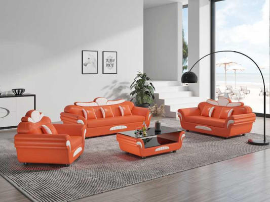 Sofá conjunto de sofá de cuero Sofá completo de 3 piezas Sofás marrones