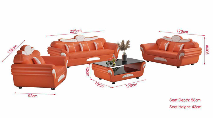 Sofá conjunto de sofá de cuero Sofá completo de 3 piezas Sofás marrones