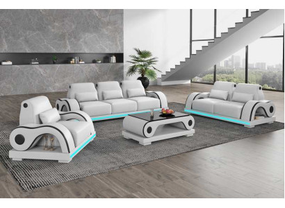 Conjunto de sofás Sofá de lujo Completo Sofá de cuero blanco moderno Sofá