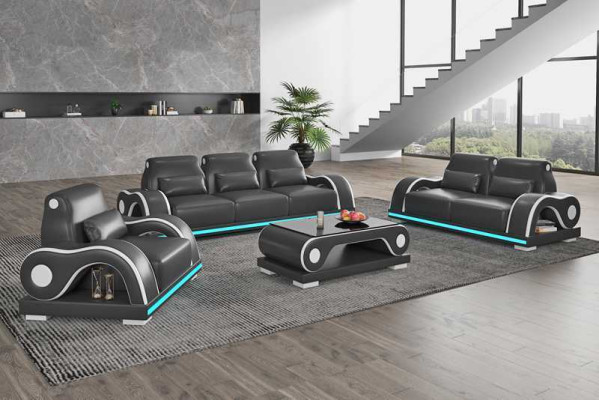 Conjunto de sofás Sofá de lujo Completo Sofá de cuero blanco moderno Sofá