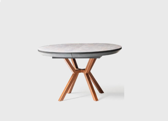 Mesa de comedor redonda de lujo en marrón para la cocina, mesa de comedor de madera de lujo para el comedor.