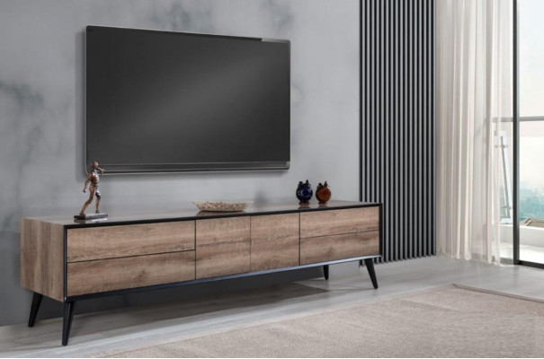 Soporte de TV RTV Lowboard Sala de estar Moderno Marrón Madera Mesa de aparador