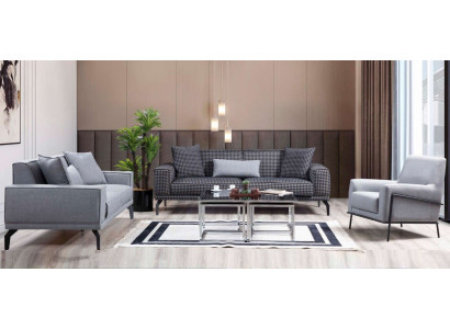 Sofá gris Conjunto completo de sofá Sofá tapizado de tela Sofá