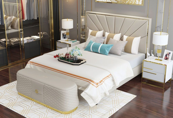 Cama camas Almohada Doble Matrimonial Hotel Lujo Cuero Moderno Diseñador Habitación