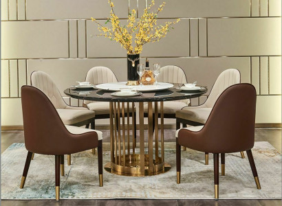 Acero inoxidable Mesa de comedor Mesa redonda Diseño Lujo Muebles italianos Redonda